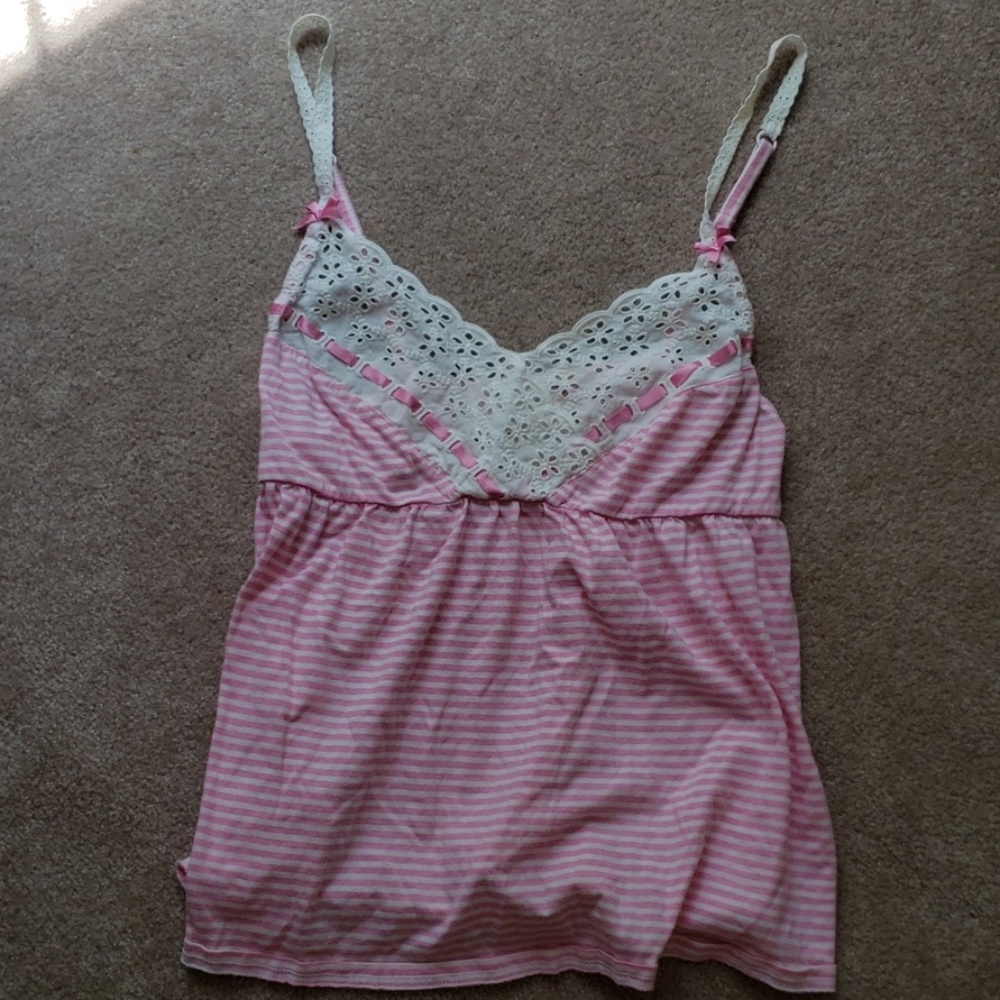 Victoria's Secret pink and white stripe top XS